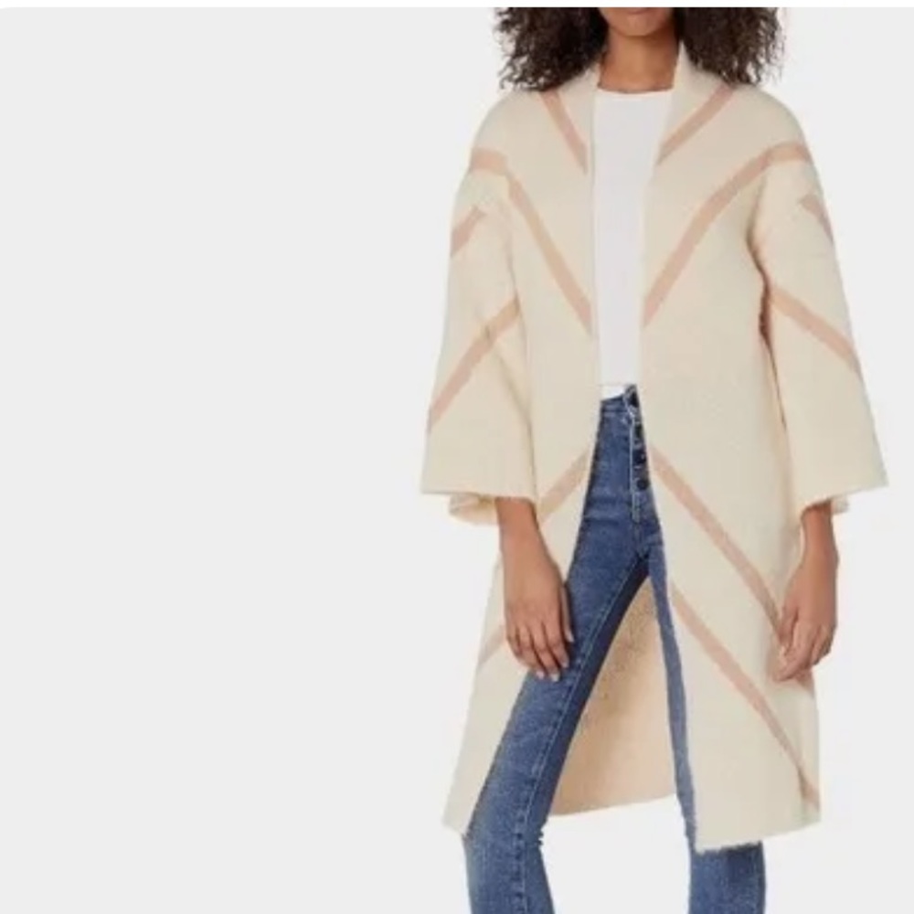 Steve Madden Aztec Ruana Long Sweater Cardigan Cream & Tan One Size fit all NWT